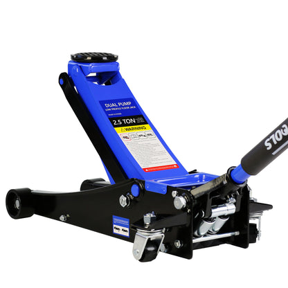 2.5 Ton Low Profile Floor Jack, Steel Racing Floor Jack with Dual Pistons Quick Lift Pump, Hydraulic floor jack Lifting range 3.5"-19.5"