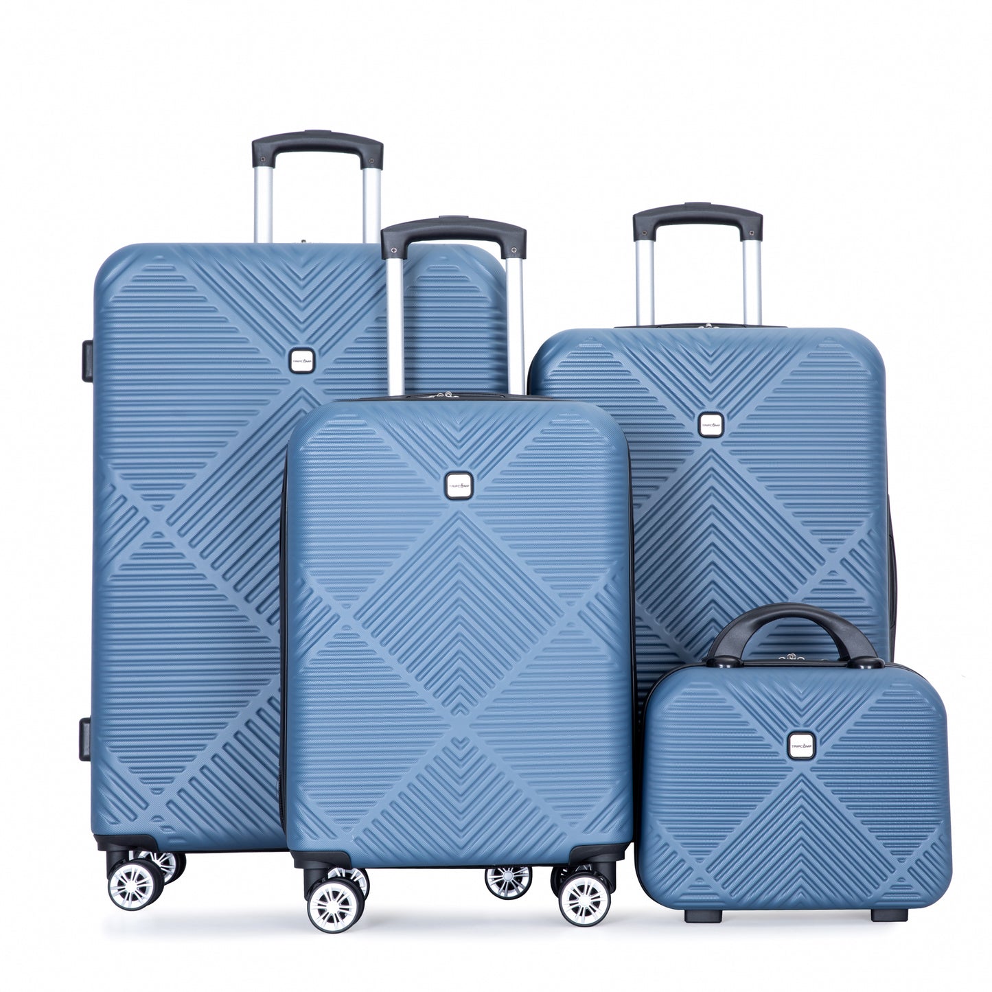 4-piece ABS lightweight suitcase, 14 inch makeup box, aircraft wheels (14/20/24/28) BLUE