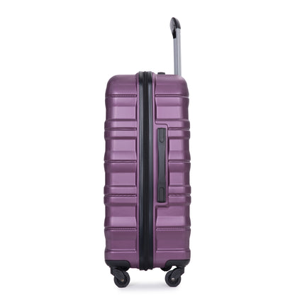 Expandable 3 Piece Luggage Sets PC Lightweight & Durable Suitcase with Two Hooks, Spinner Wheels, TSA Lock, (21/25/29) Dark Purple