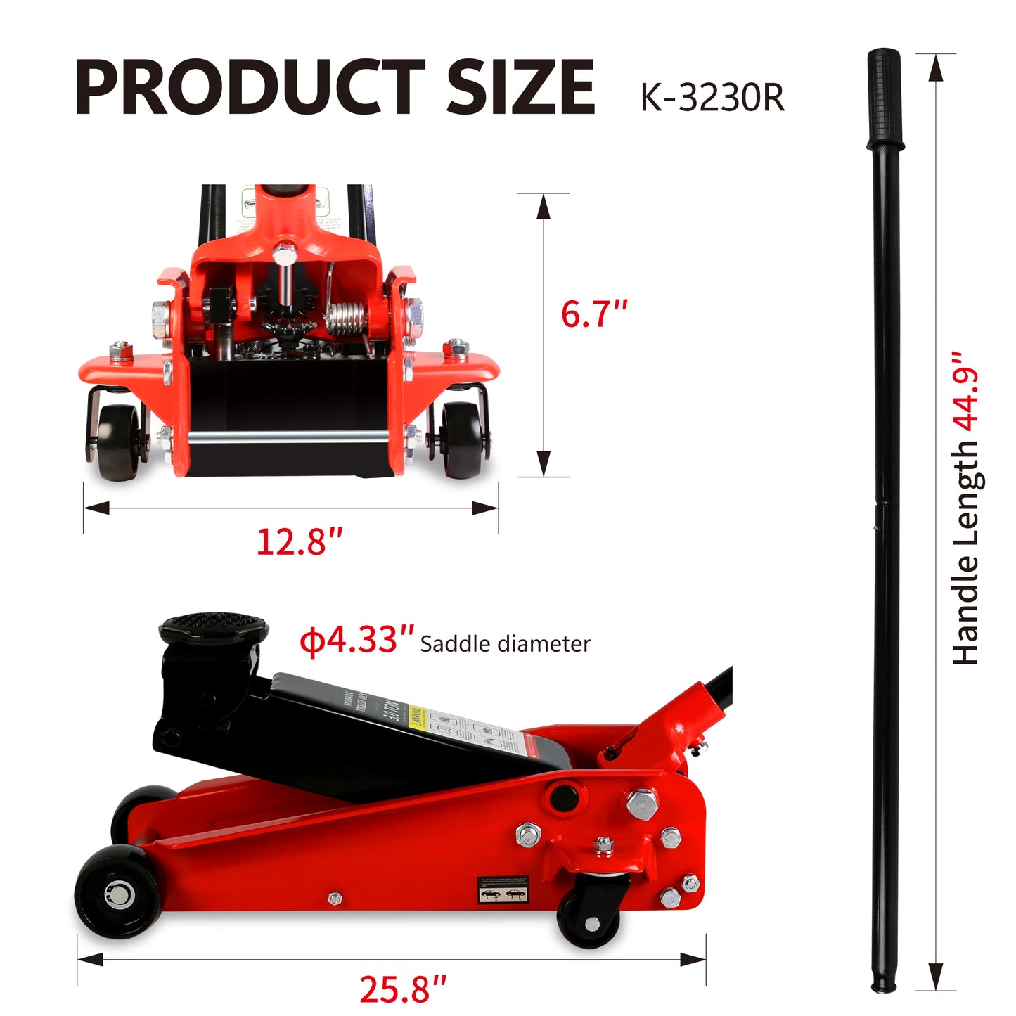 Hydraulic trolley Low Profile and Steel Racing Floor Jack with Piston Quick Lift Pump,3Ton (6,000 lb) Capacity, Lifting range 5.1"-20"