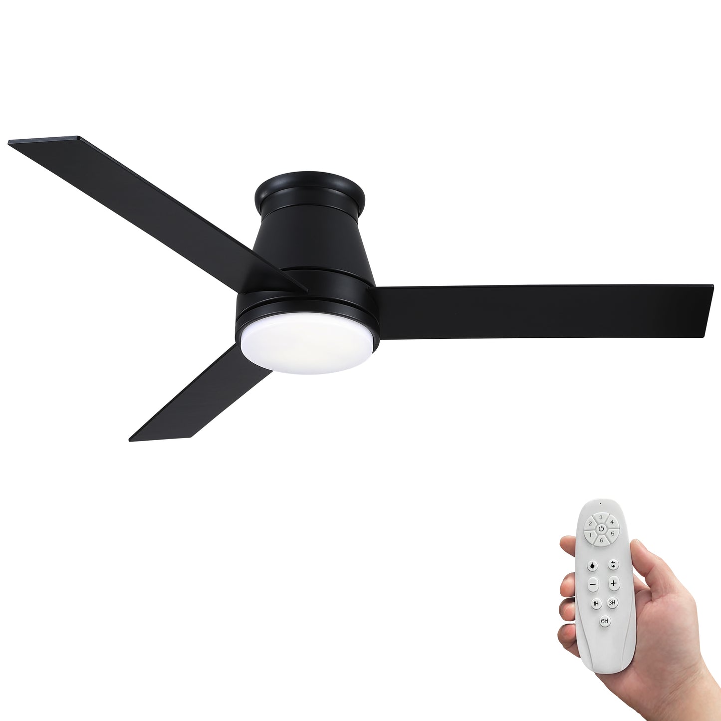 48" Black Lowe Profile Ceiling Fan with Light