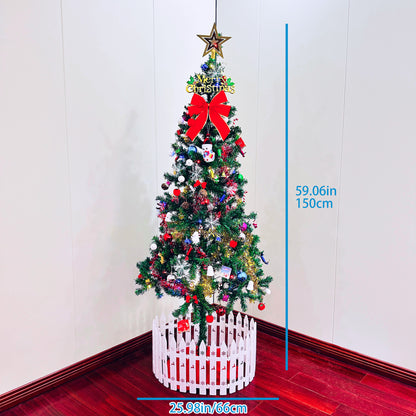 5ft artificial Christmas tree with LED energy-saving lights, including 109 pendant tree skirts and guardrails