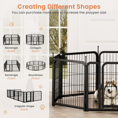 Dog Playpen Outdoor, 12 Panel Dog Fence 24" Pet Pen for Small Dogs Pet Exercise Pen for Puppy/Rabbit/Small Animals Portable Playpen for RV Camping Garden Yard, Indoor. Black, 22.2'' W x 23.6'' H.