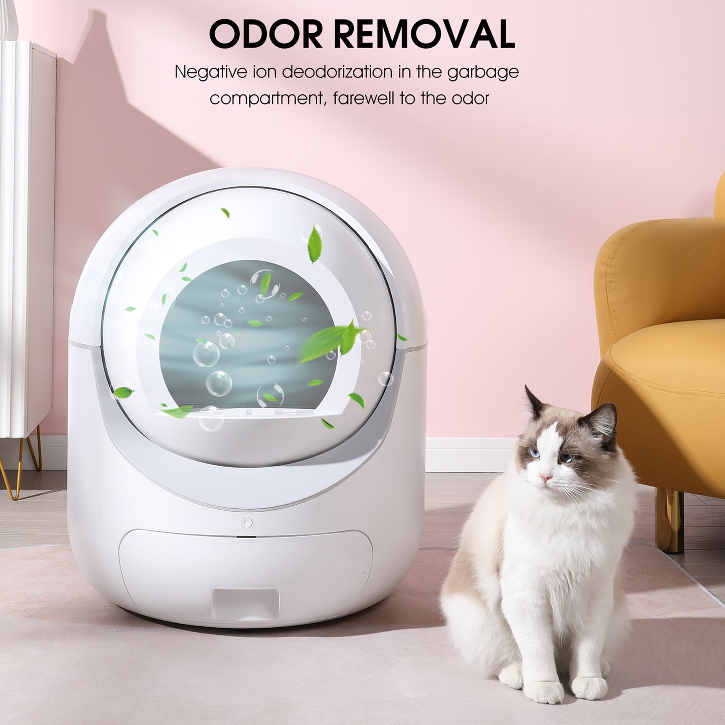 Smart Automatic Cat Litter Box,Automatic Scooping and Odor Removal, App Control, Support 5G&2.4G WiFi for Multiple Cats, Double Odor Removal