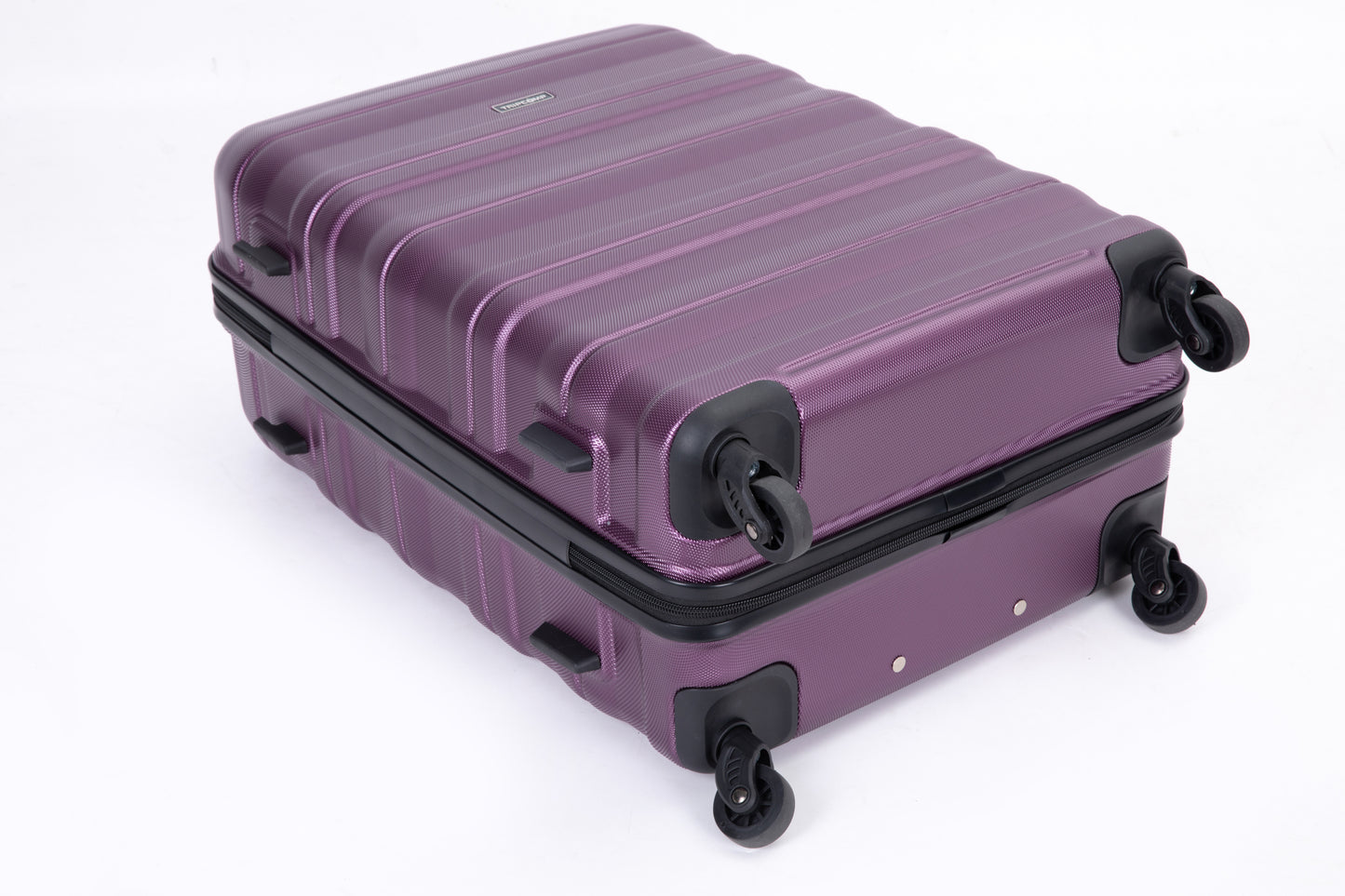 Expandable 3 Piece Luggage Sets PC Lightweight & Durable Suitcase with Two Hooks, Spinner Wheels, TSA Lock, (21/25/29) Dark Purple