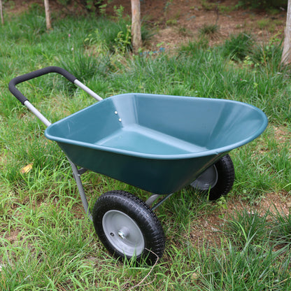 wheel barrow Two wheeled trolley for green garden 15 inch pneumatic wheel WB1001GN