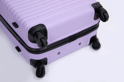 3 Piece Luggage Sets ABS Lightweight Suitcase with Two Hooks, Spinner Wheels, TSA Lock, (20/24/28) Lavender Purple