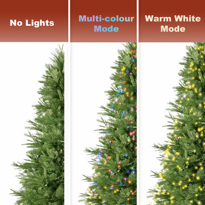 6.5ft Artificial Christmas Tree Prelit PE&PVC with Metal Stand,450 Bi-Colour LED Lights,1791 Branch Tips Green Everett Balsam Tree Easy Assembly for Indoor,Home 50 x 50 x 90 inches