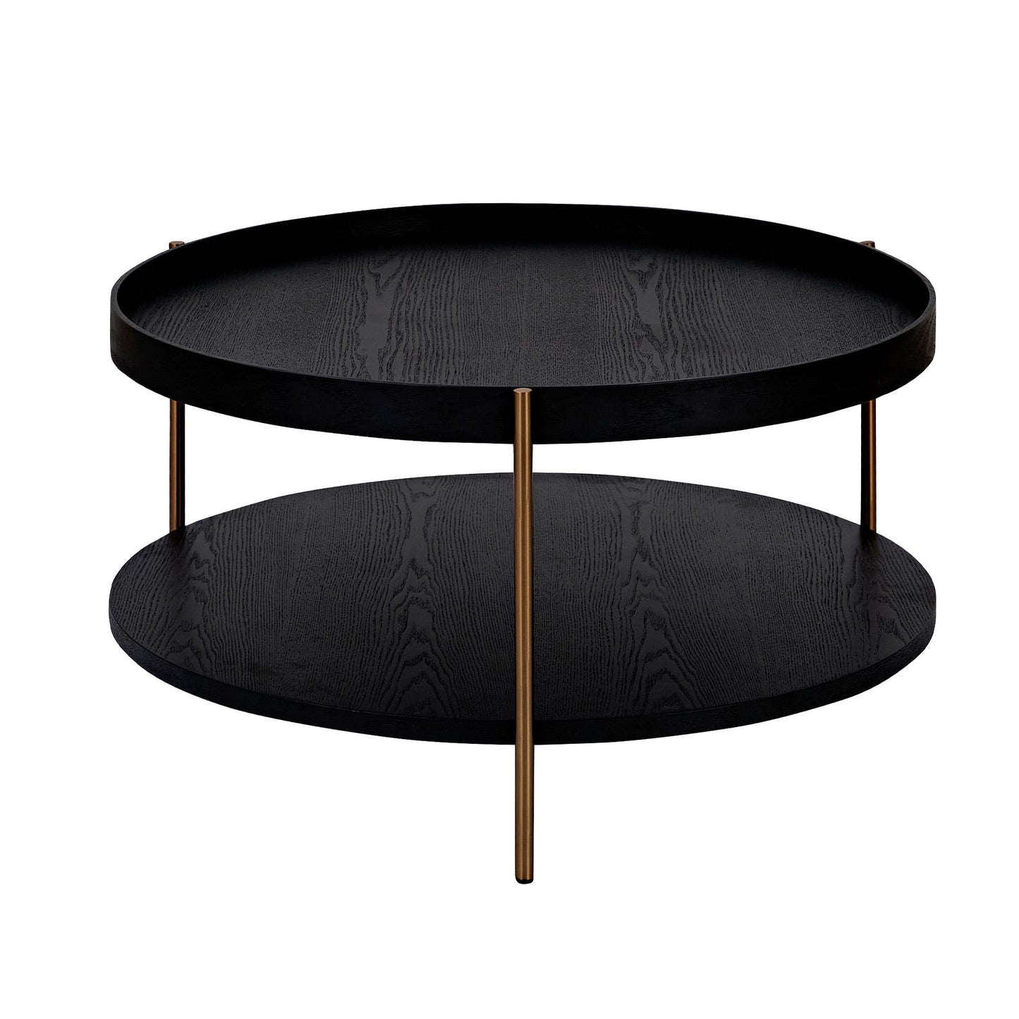 2-Piece Modern 2 tier Round Coffee Table Set for Living Room,Easy Assembly Nesting Coffee Tables, End Side Tables for Bedroom Office Balcony Yard,Black MDF