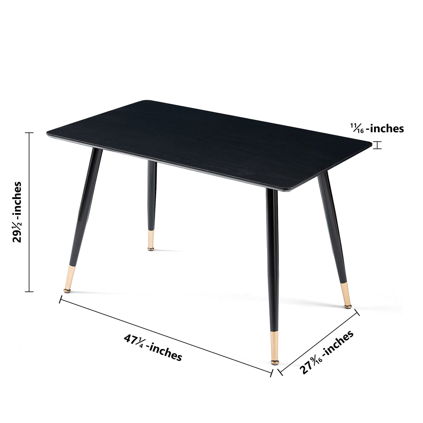 Black Modern Kitchen Dining MDF Table For Smart Home