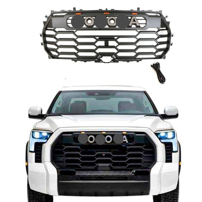 Front Grille For 2022-2023 2024 Tundra Trd Pro Grill With 3 LED Lights and Toyota Letters