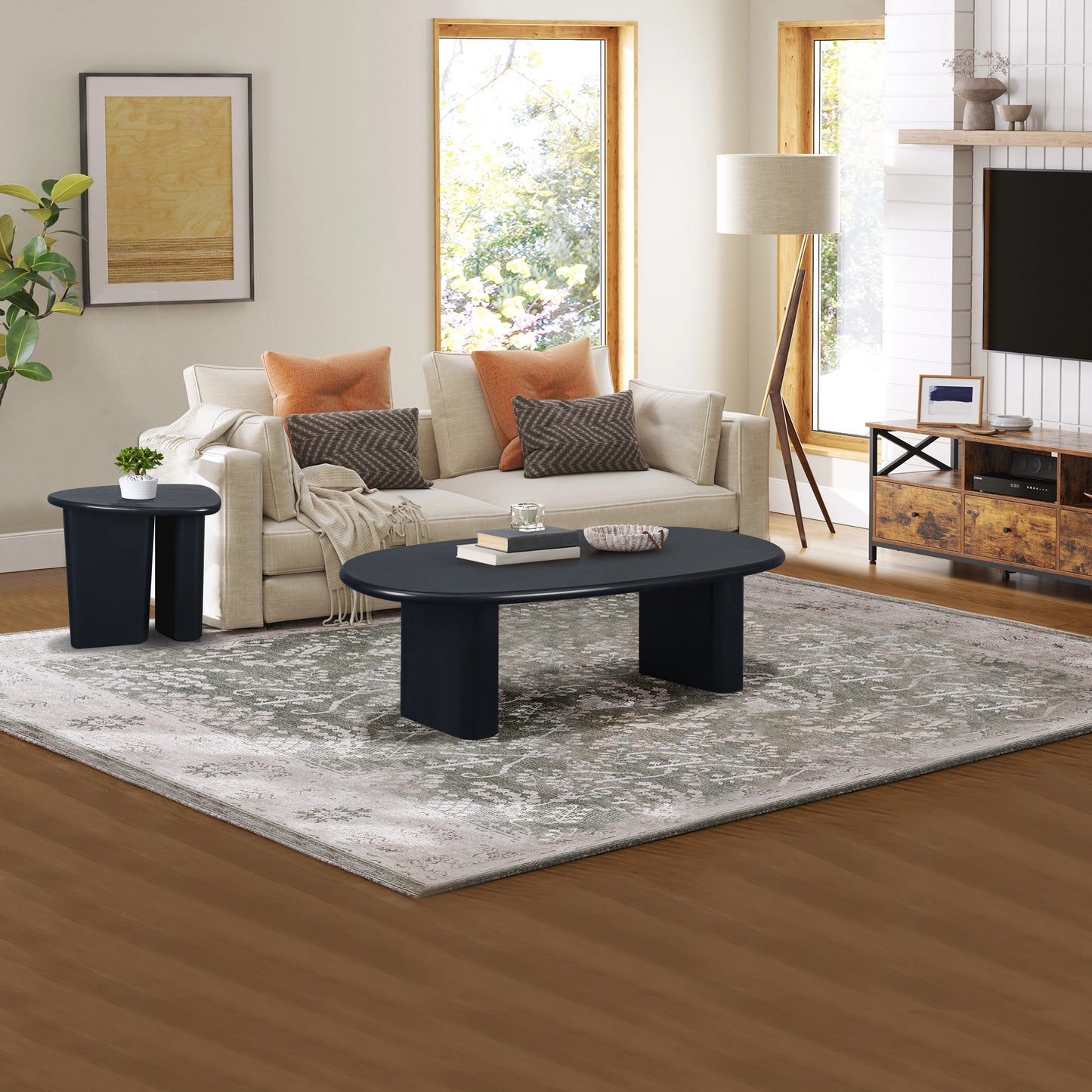 51'' Tapered Tabletop Coffee Table (BLACK)