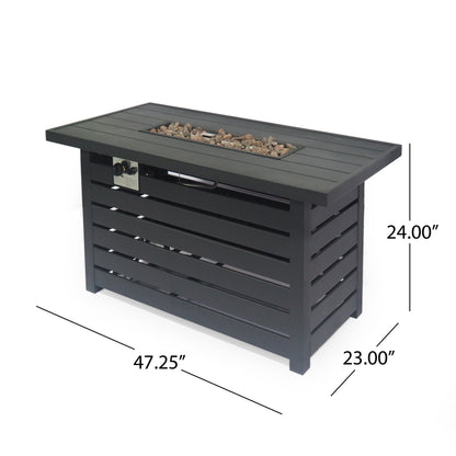 Rectangular Iron Fire Pit - 30,000BTU - Tank Cover Inside