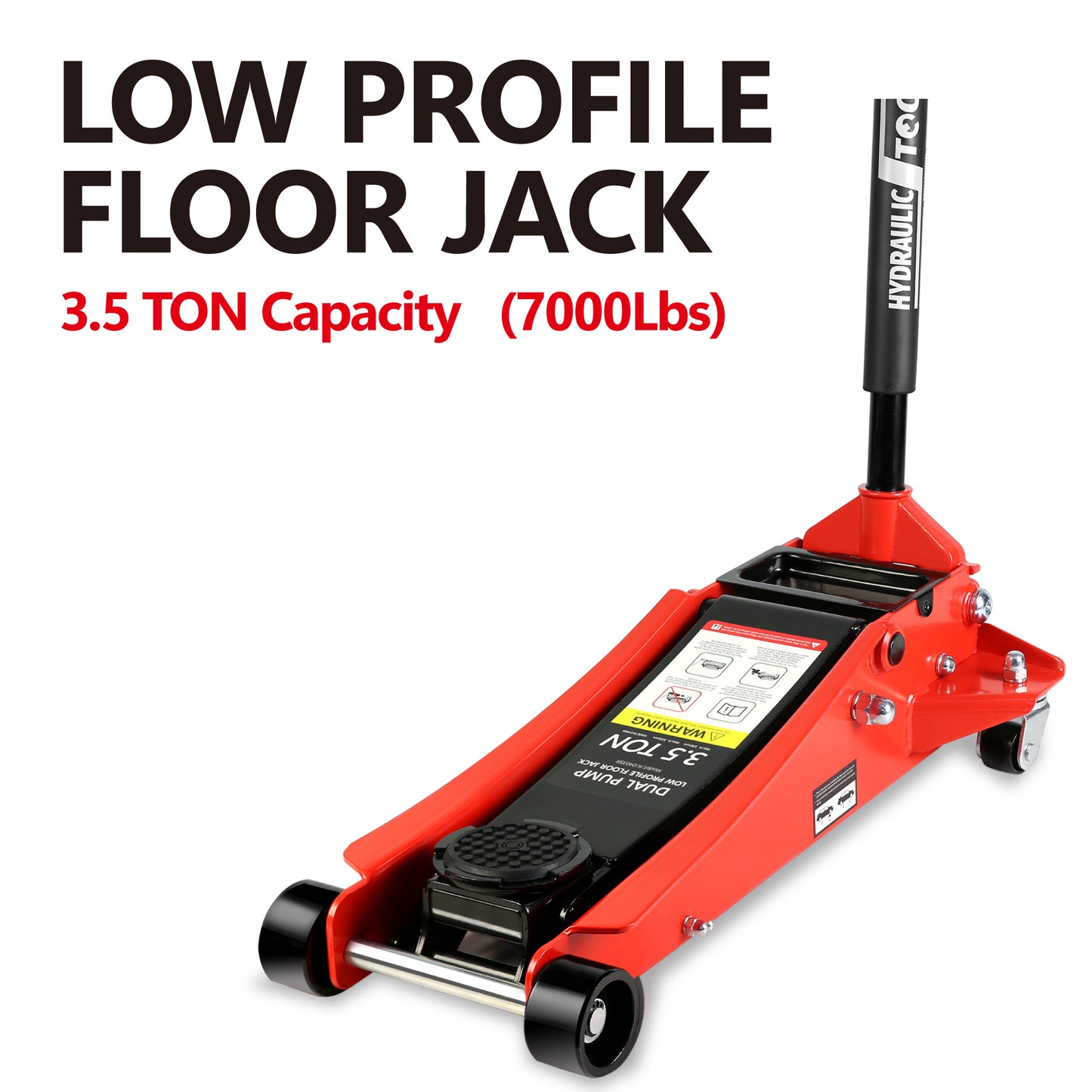 Floor Jack, 3.5 Ton Low Profile Floor Jack, Heavy-Duty Steel Racing Floor Jack with dual Piston Quick Lift Pump, Floor Jack Lifting Range 4"-21"