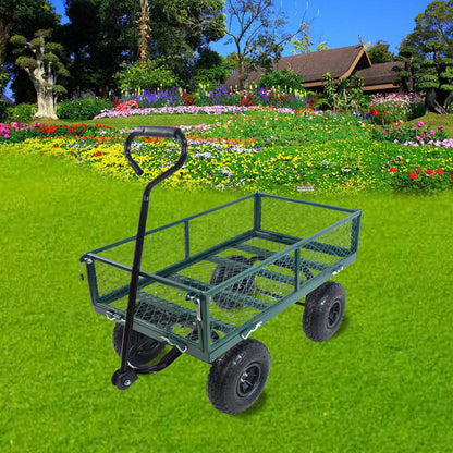 Wagon Cart Garden cart trucks make it easier to transport firewood (green)