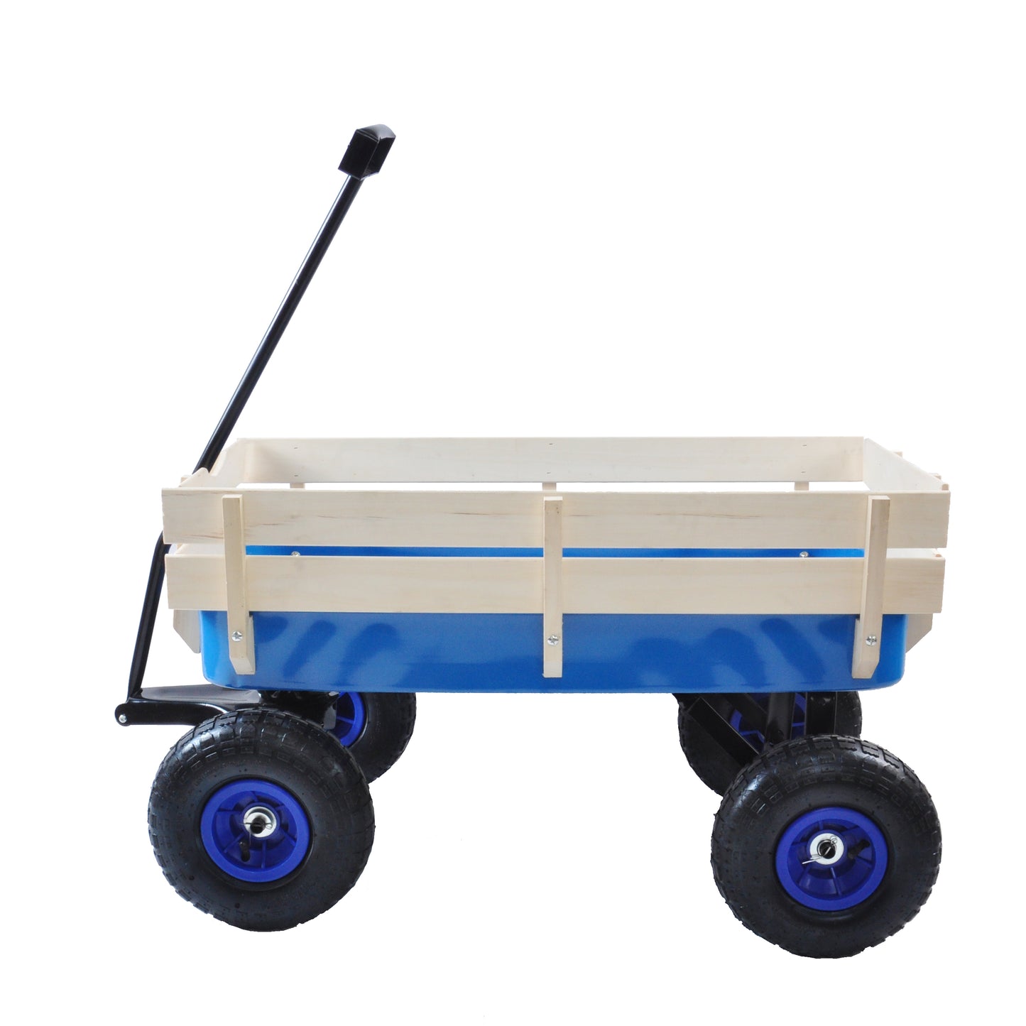 Outdoor Wagon All Terrain Pulling Wood Railing Air Tires Garden Cart