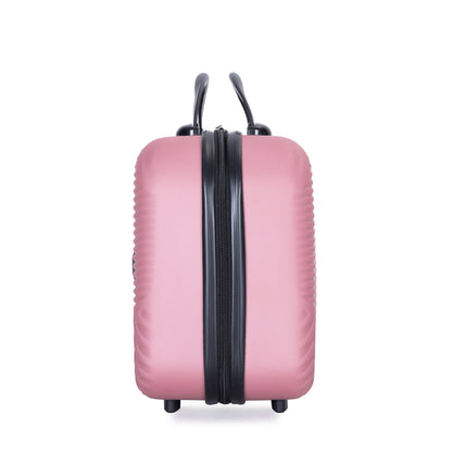 4-piece ABS lightweight suitcase, 14 inch makeup box, aircraft wheels (14/20/24/28) PINK