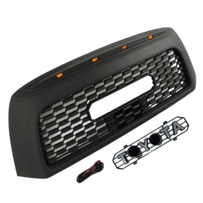 Front Gril For 2007-2013  Toyota Tundra TRD Pro Grill With  Lights and Letters Matte Black