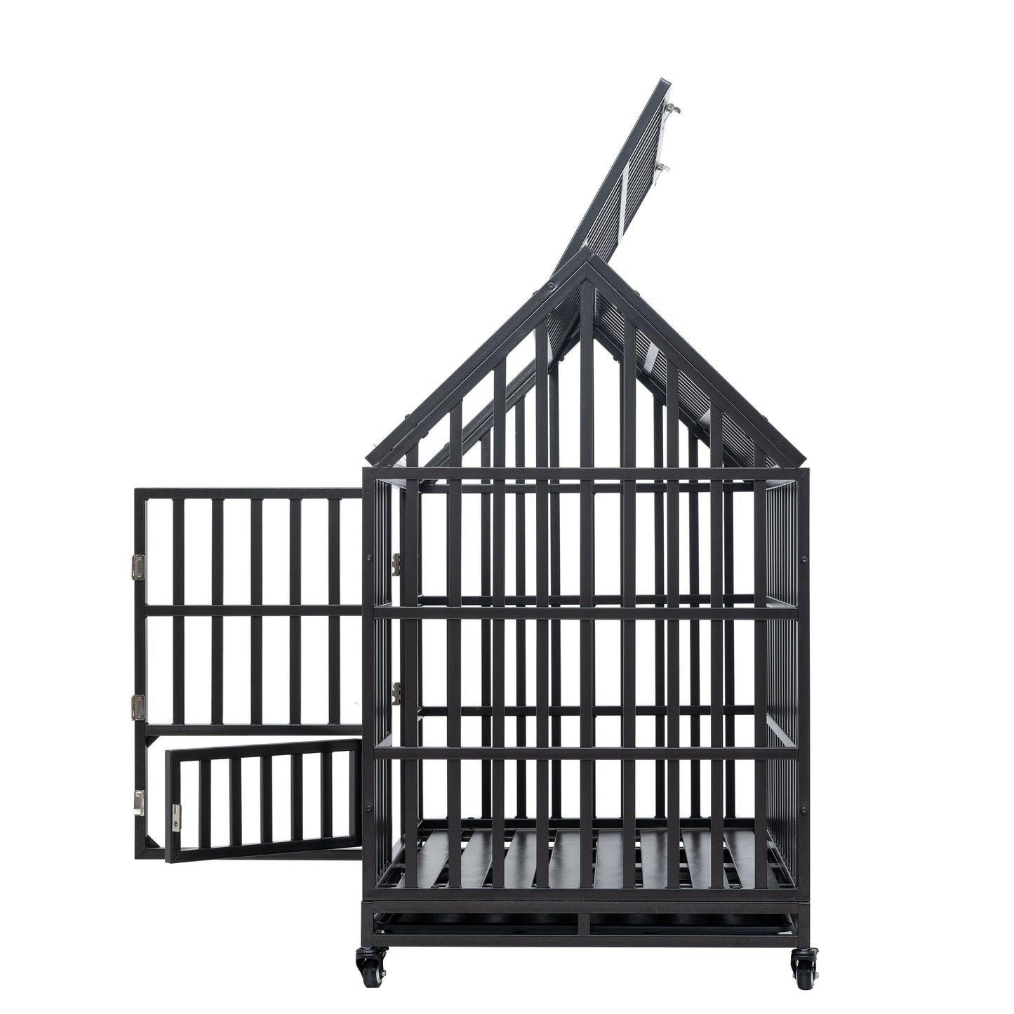 Heavy Duty Dog Cage  pet Crate with Roof & window on roof