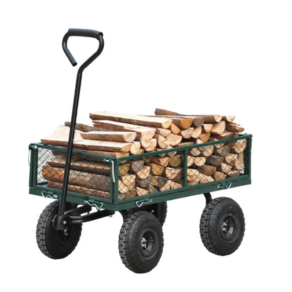 Wagon Cart Garden cart trucks make it easier to transport firewood (green)