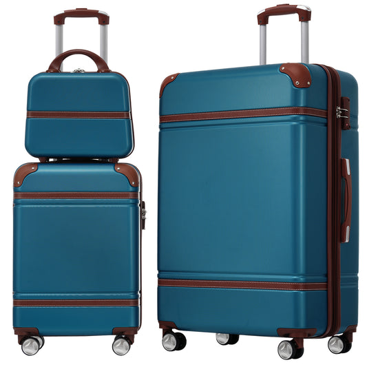 Hardshell Luggage Sets 3 Pieces 20"+28" Luggages and Cosmetic Case Spinner Suitcase with TSA Lock  Lightweight,Blue