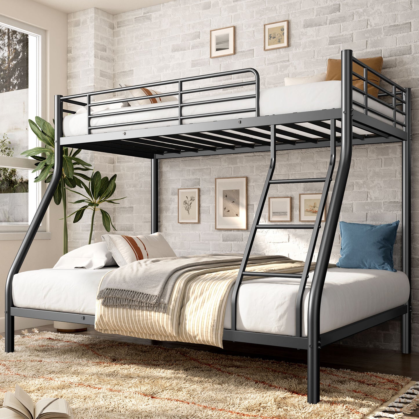 Metal Bunk Bed, Twin Over Full Size