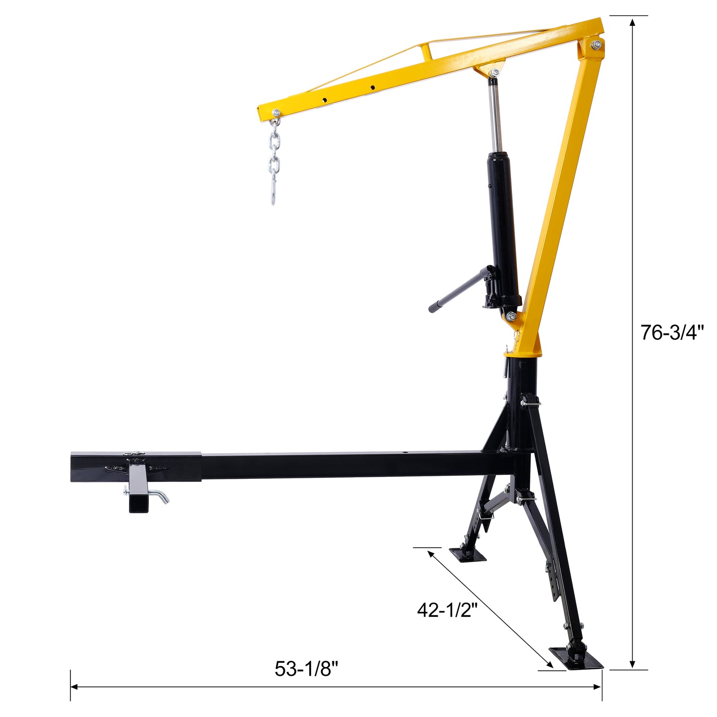 Receiver Hitch Mounted Hydraulic Swivel Pickup Truck Crane - 1000 lbs. Capacity With 3 Boom Capacities of 500 lbs, 750 lbs and 1000 lbs.