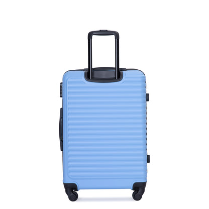 3 Piece Luggage Sets ABS Lightweight Suitcase with Two Hooks, Spinner Wheels, TSA Lock, (20/24/28) LIGHT BLUE