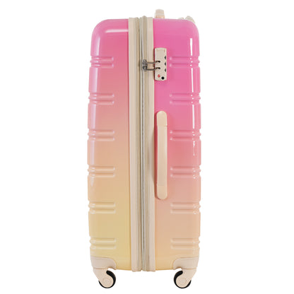 Hardshell Luggage Sets 3 Piece Gradient Color Expandable Suitcase with Spinner Wheels and TSA Lock Lightweight 20" 24" 28" Available,Pink and Yellow