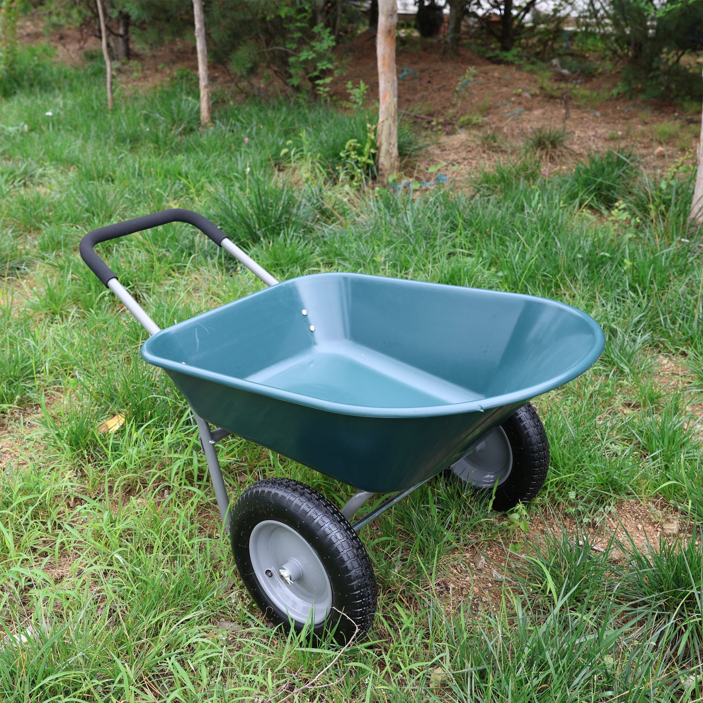 wheel barrow Two wheeled trolley for green garden 15 inch pneumatic wheel WB1001GN