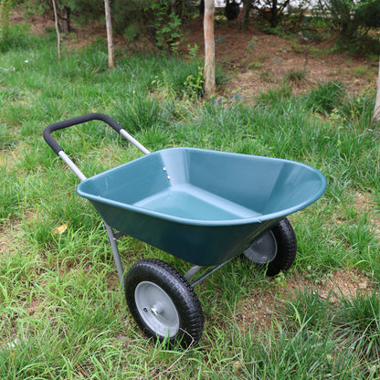 wheel barrow Two wheeled trolley for green garden 15 inch pneumatic wheel WB1001GN