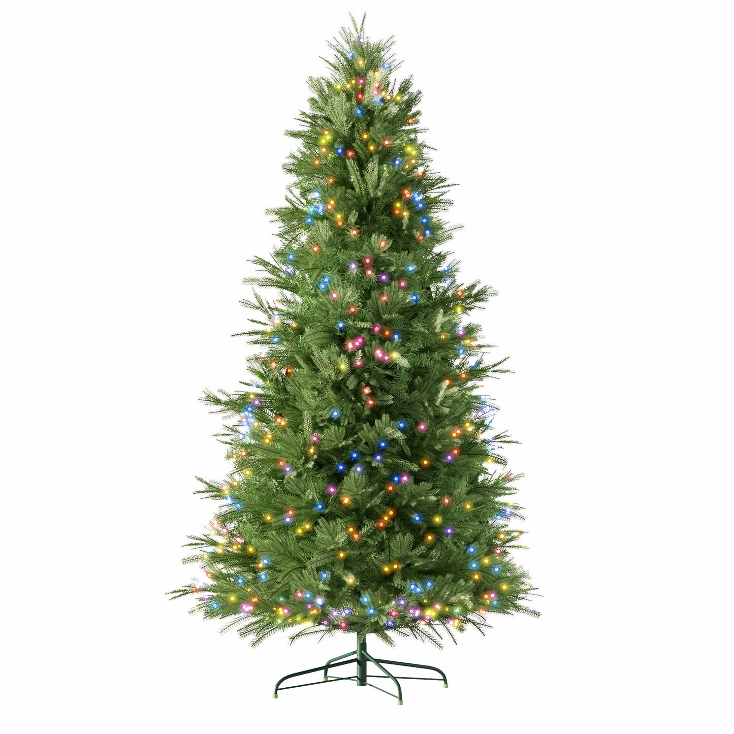 6.5ft Artificial Christmas Tree Prelit PE&PVC with Metal Stand,450 Bi-Colour LED Lights,1791 Branch Tips Green Everett Balsam Tree Easy Assembly for Indoor,Home 50 x 50 x 90 inches