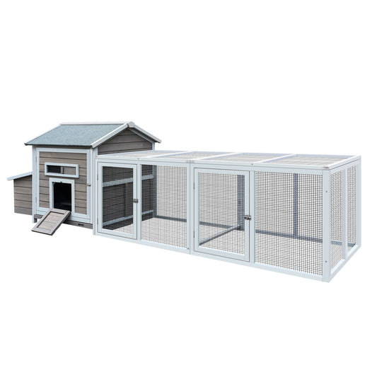 118＂Wooden Chicken Coop Outdoor Hen House Poultry Cage with Free-range Doors, Nesting Box,Leakproof Pull-on Tray