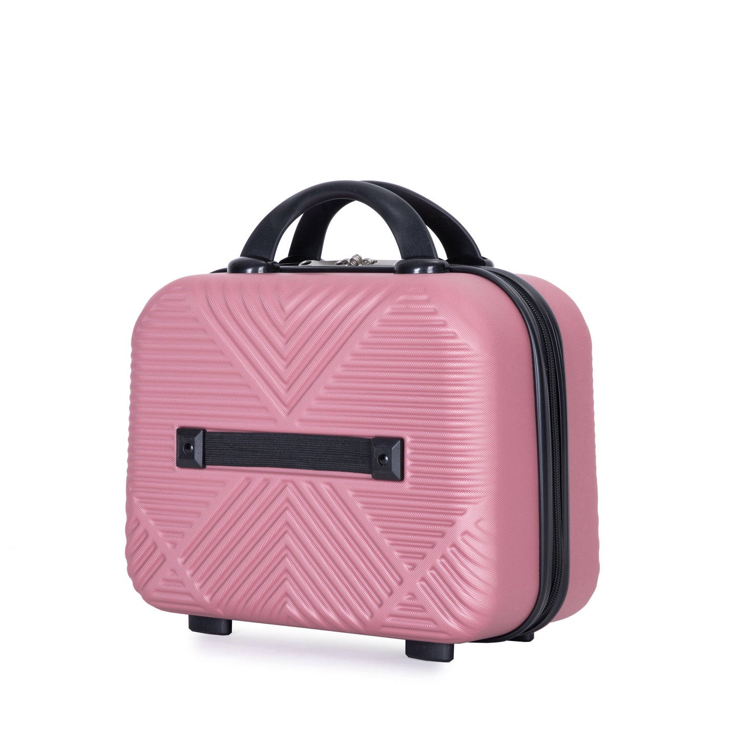 4-piece ABS lightweight suitcase, 14 inch makeup box, aircraft wheels (14/20/24/28) PINK