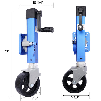 Heavy Duty Aluminum Trailer Jack, for Use On 3 in. X 5 in. Trailer Tongue, Max Load 1,800 Lbs, Blue