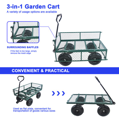 Wagon Cart Garden cart trucks make it easier to transport firewood (green)