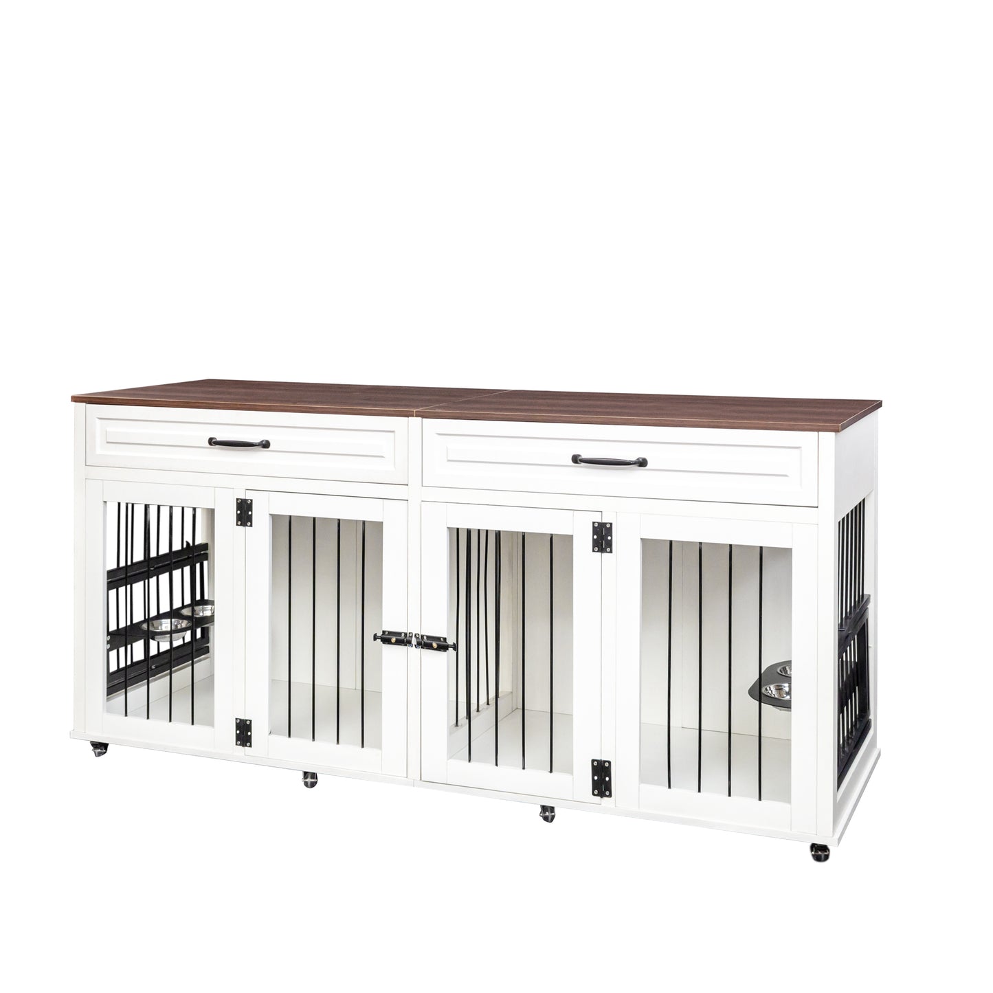 Heavy duty dog cage, suitable for medium to large dogs, furniture style cage, with double door pet house wooden cage, modern dog house furniture room