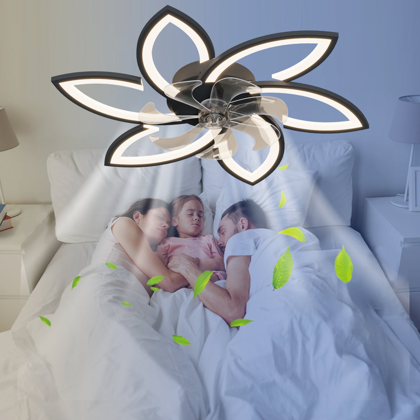 30.7In Ceiling Fan with Lights, Remote Control 3 Color Temperatures,6 Gear wind Speed Fan Light