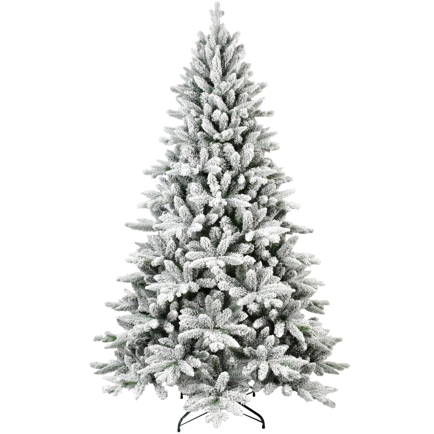 7FT PE & PVC Flocked Artificial Christmas Tree ,With 1514 branch tips and metal stand,Foldable Fake Tree with Realistic Snowy Foliage for Home Decoration