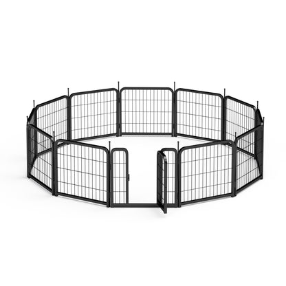 Dog Playpen Outdoor, 12 Panel Dog Fence 24" Pet Pen for Small Dogs Pet Exercise Pen for Puppy/Rabbit/Small Animals Portable Playpen for RV Camping Garden Yard, Indoor. Black, 22.2'' W x 23.6'' H.