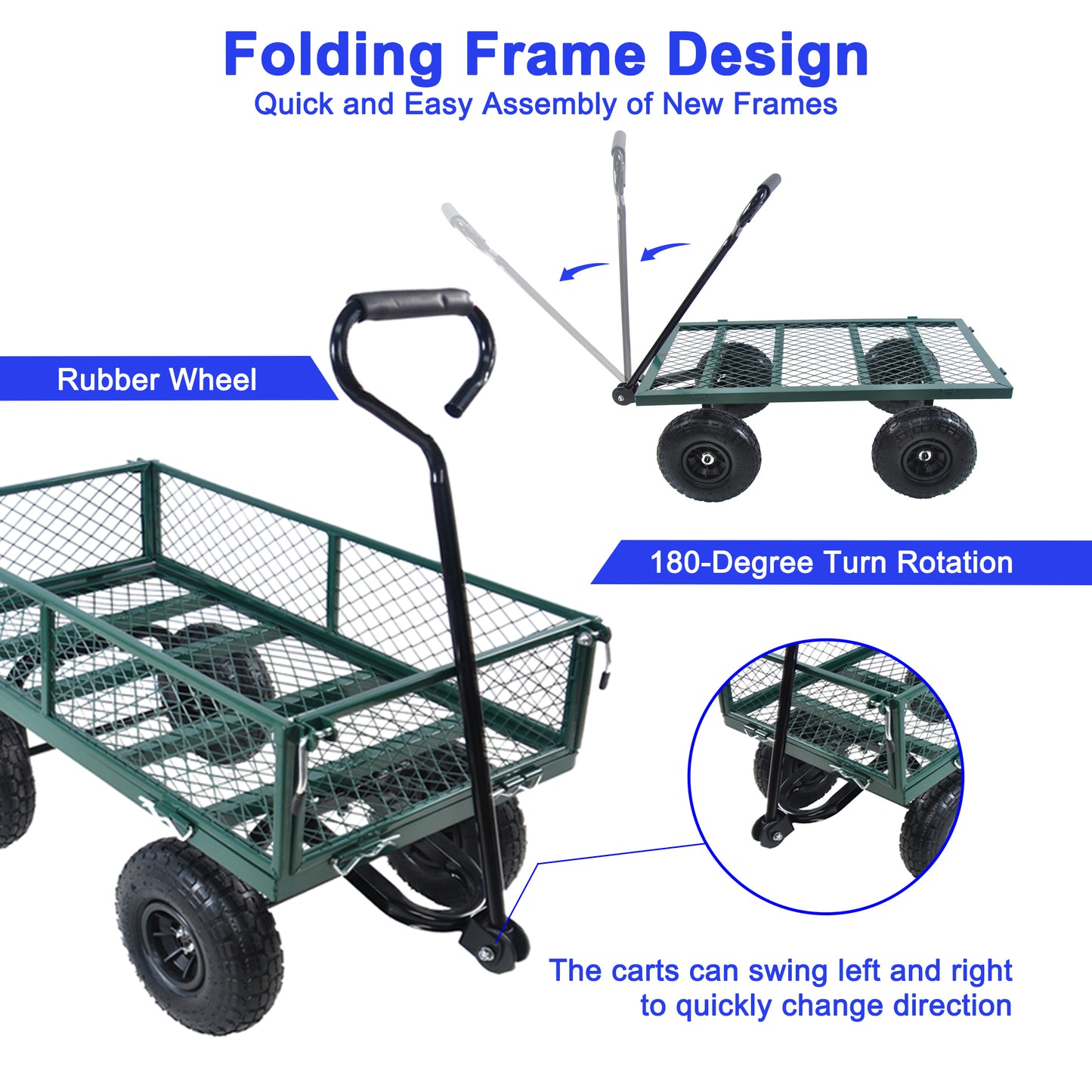 Wagon Cart Garden cart trucks make it easier to transport firewood (green)