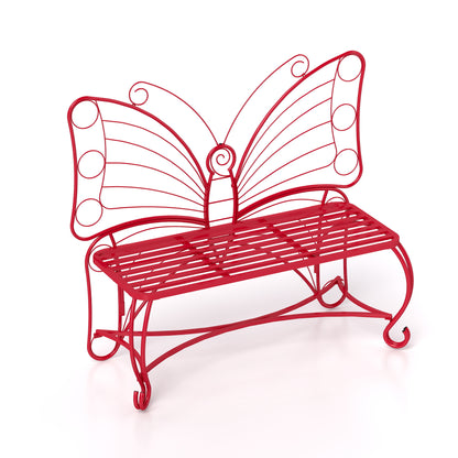 Butterfly Cast Metal Garden Bench, Outdoor Bench Patio Seat, Park Bench Outdoor Seating for Garden, Yard, Park, Entryway