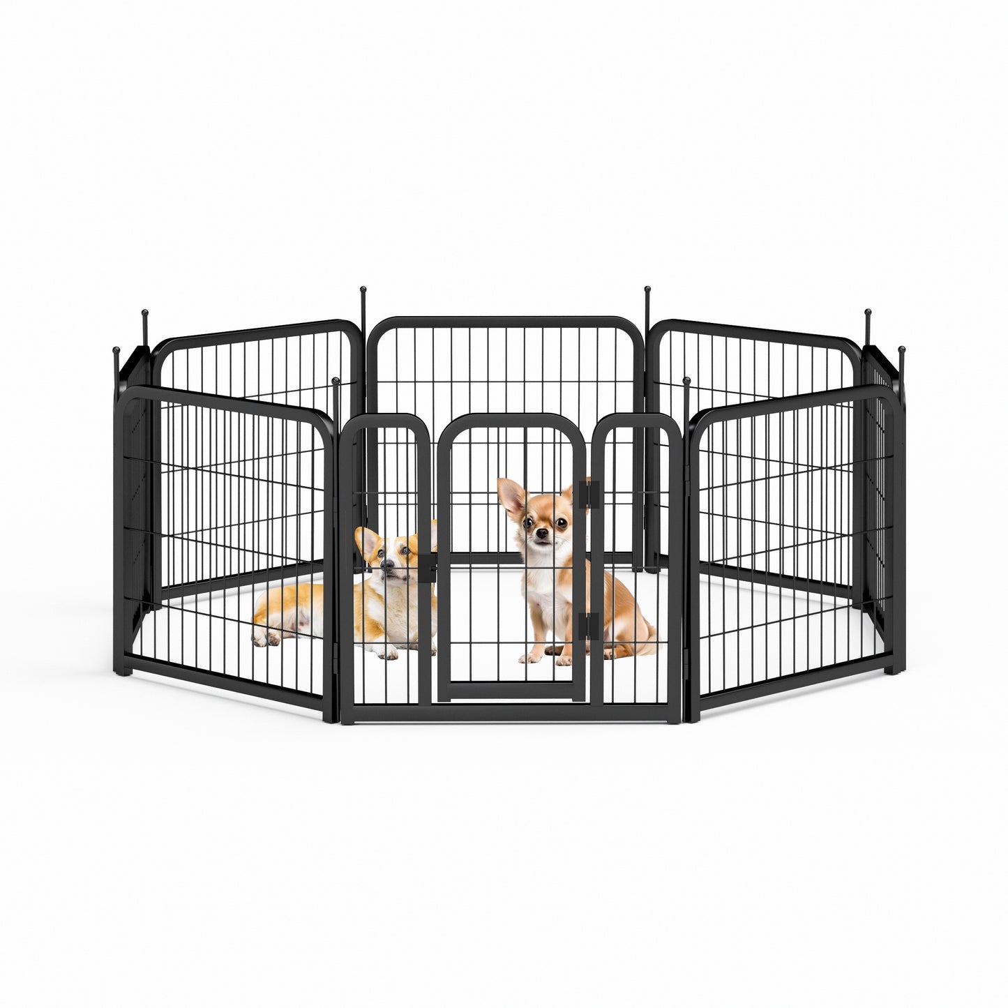 Dog Playpen Outdoor, 8 Panel Dog Fence 24" Pet Pen for Small Dogs Pet Exercise Pen for Puppy/Rabbit/Small Animals Portable Playpen for RV Camping Garden Yard, Indoor. Black, 22.2'' W x 23.6'' H.