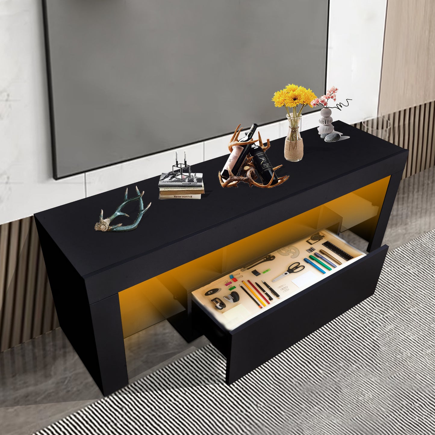 TV stand with Storage 43 inch LED Modern TV Media Console Entertainment Center with Drawer TV cabinet for Living Room Bedroom