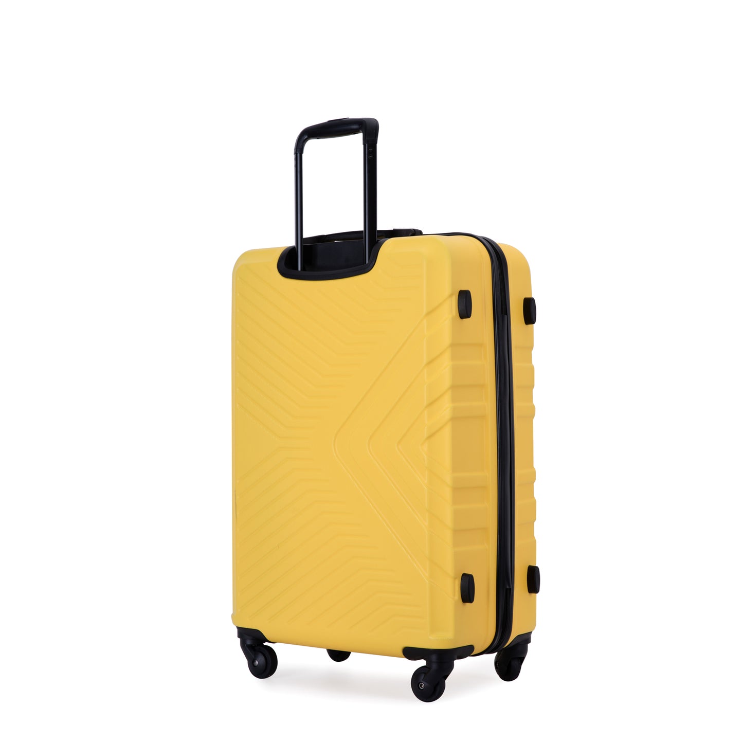 3 Piece Luggage Sets ABS Lightweight Suitcase with Two Hooks, Spinner Wheels, TSA Lock, (20/24/28), Yellow