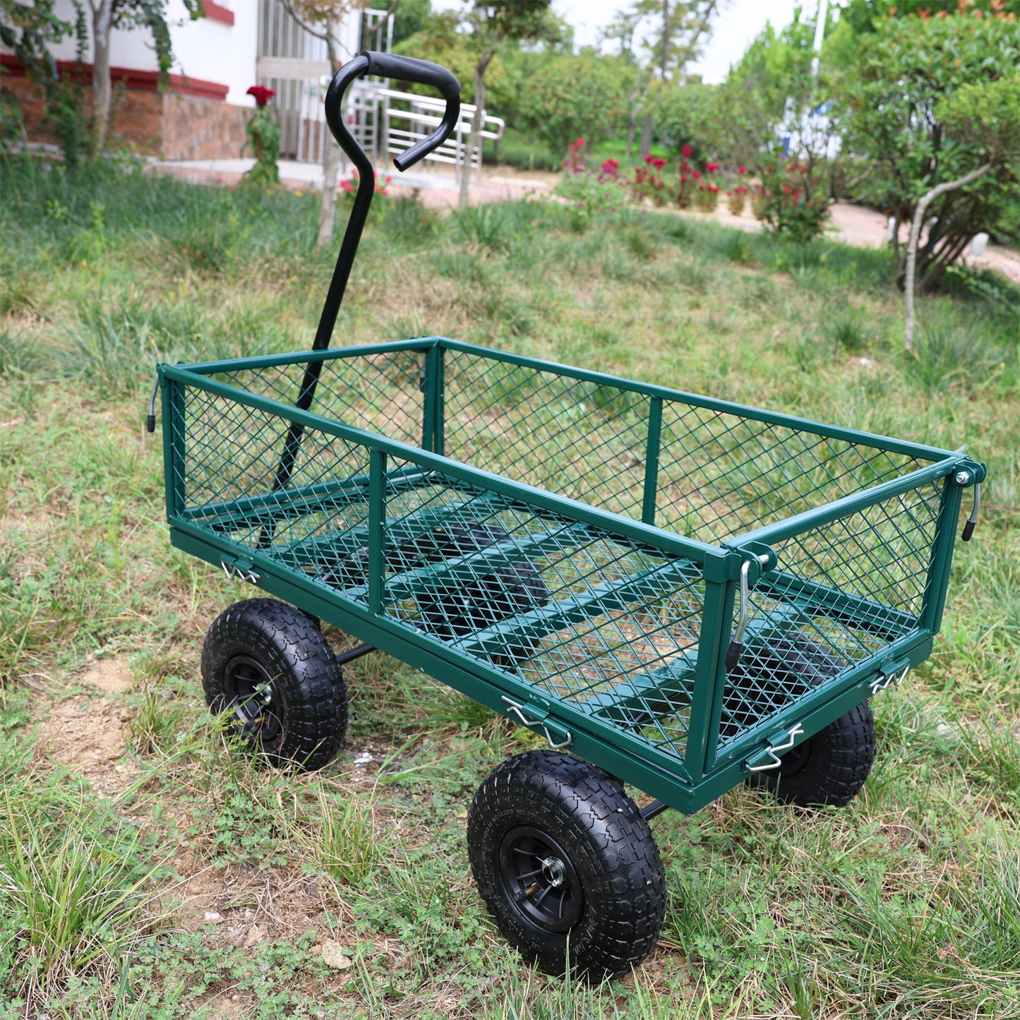 Wagon Cart Garden cart trucks make it easier to transport firewood (green)