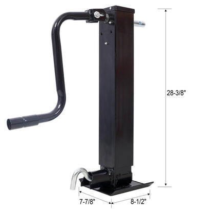 Weld On Trailer Jack, 12,000 lbs. Capacity, Sidewind Crank, No Mount Square Jack Tube,26 Inch Travel, Heavy-Duty Square Tube