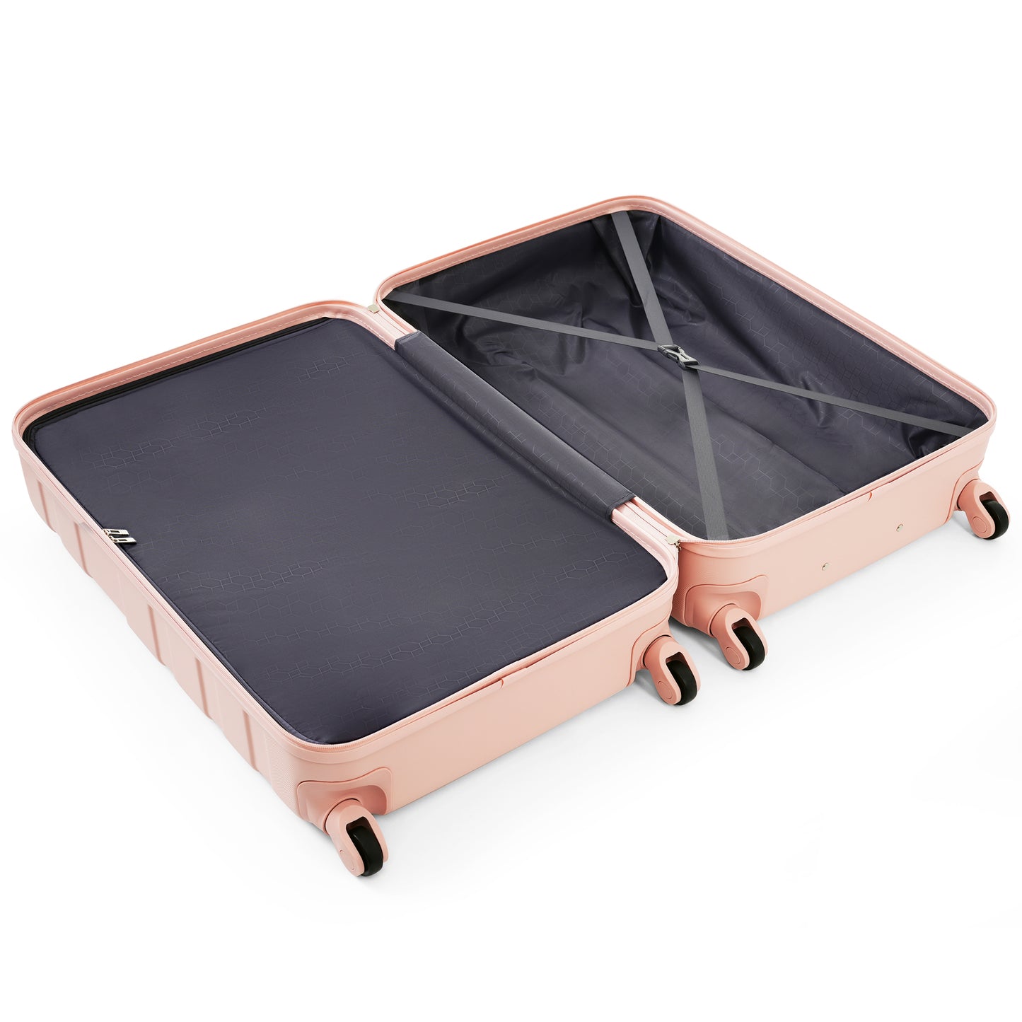 Luggage Sets New Model ABS Hardshell 3pcs Clearance Luggage Hardside Lightweight Durable Suitcase sets Spinner Wheels Suitcase with TSA Lock 20''24''28''( pink)