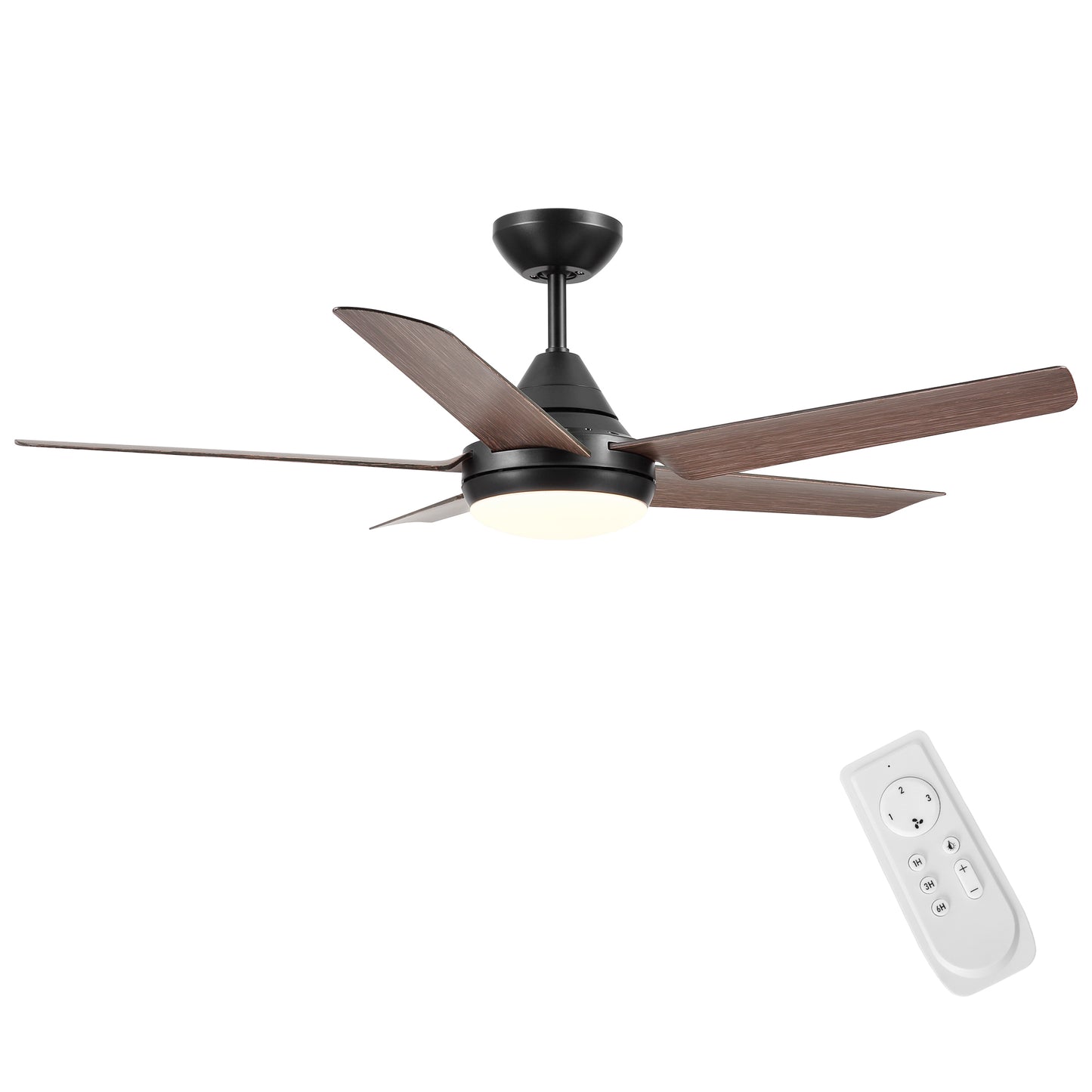 48 In Intergrated LED Ceiling Fan Lighting with Brown Wood Grain ABS Blade