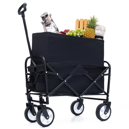 Collapsible Foldable Wagon Cart Beach Wagon Heavy Duty Utility Cart Utility Wagon Grocery Cart for for Camping Shopping Sports Gardeing Fishing 
Supports 225lbs ,All-Terrain Wheels black